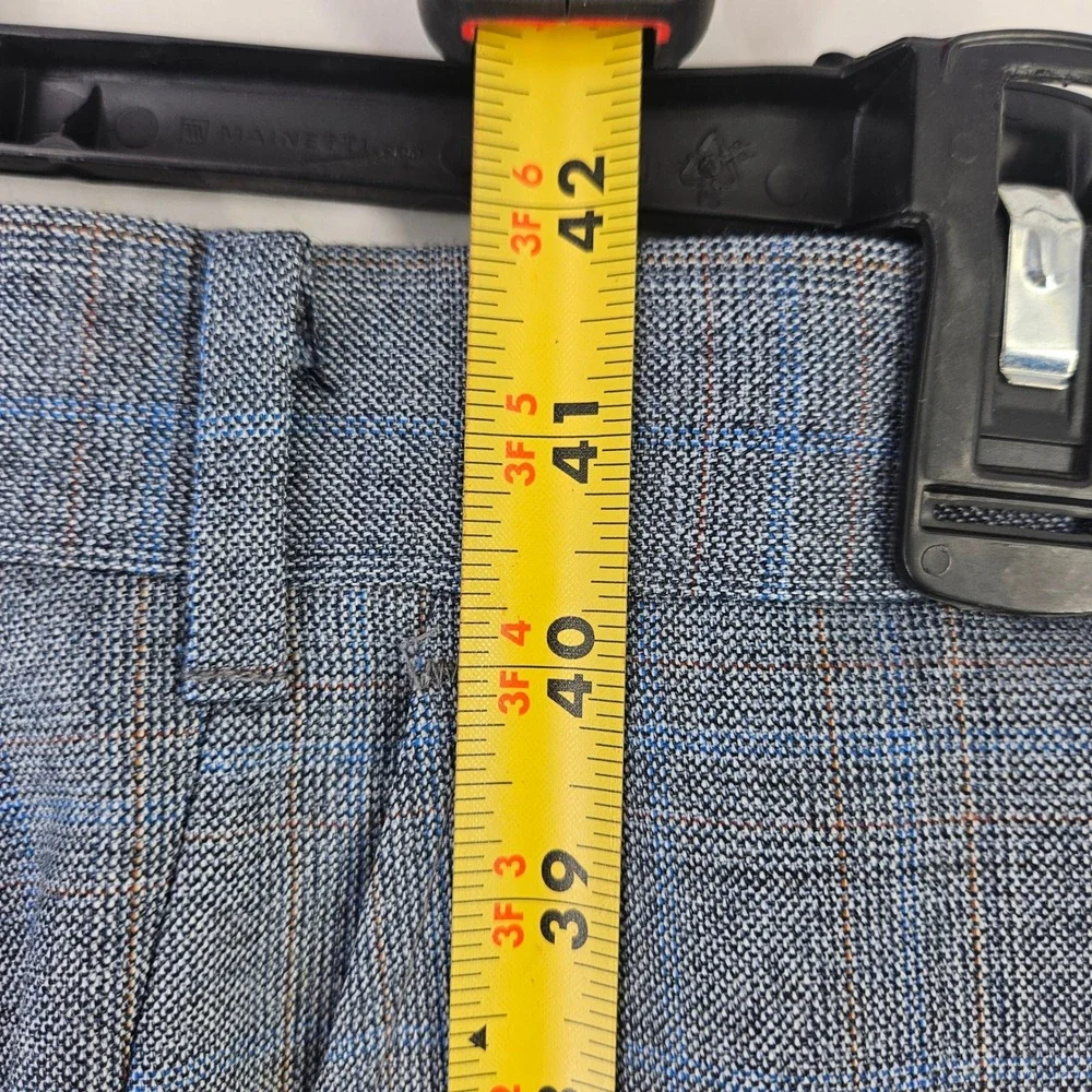 Vintage 80s Blue Grey Glen Plaid‎ 3pc Suit Single Breasted 2 Button Med ~40R-42R